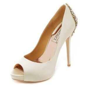 NEW Badgley Mischka Womens Kiara Leather Platform Pump sz 11 ivory